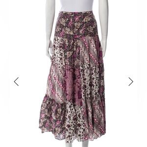 Ulla Johnson Pink and Black Patterned Maxi Skirt